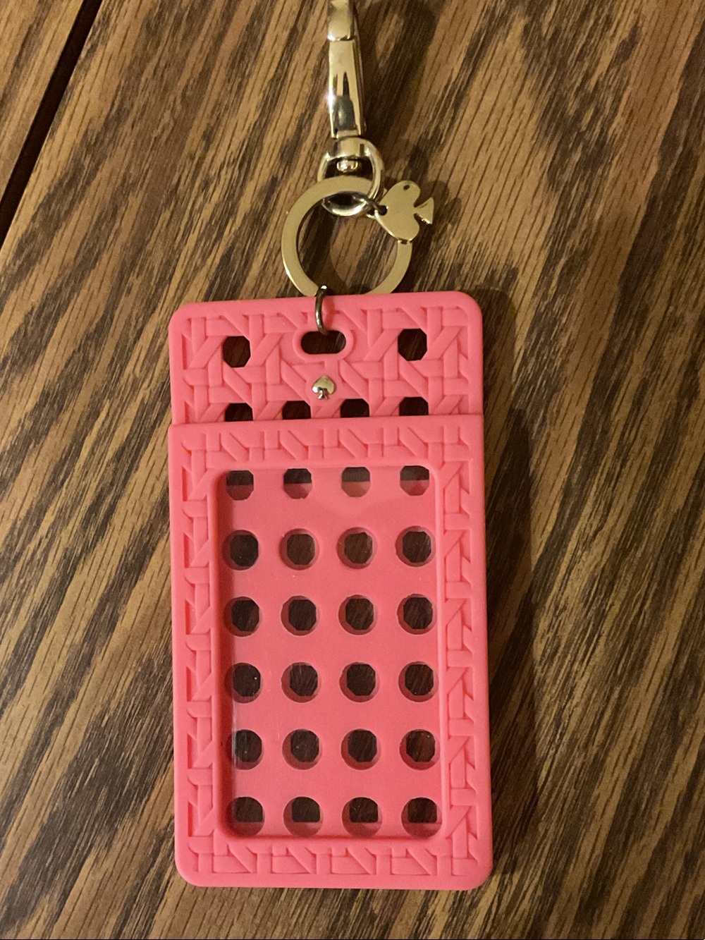 Kate Spade Pink Silicone Card Holder with Gold Keyring